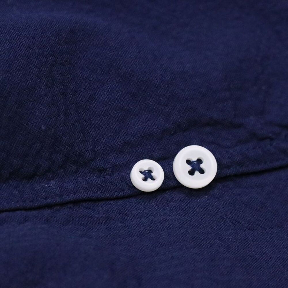Ralph Lauren Pony-Embroidered Short Sleeve Shirt in Navy Blue Cotton - Picture 6 of 8